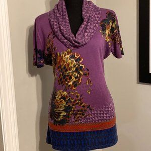 ETRO luxurious silk & cashmere cowl neck sweater top